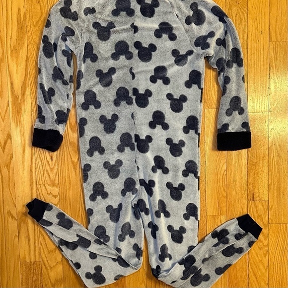 Disney Women's Mickey Mouse Hooded One Piece Zip Up Fleece Pajamas Blue M - Picture 6 of 7